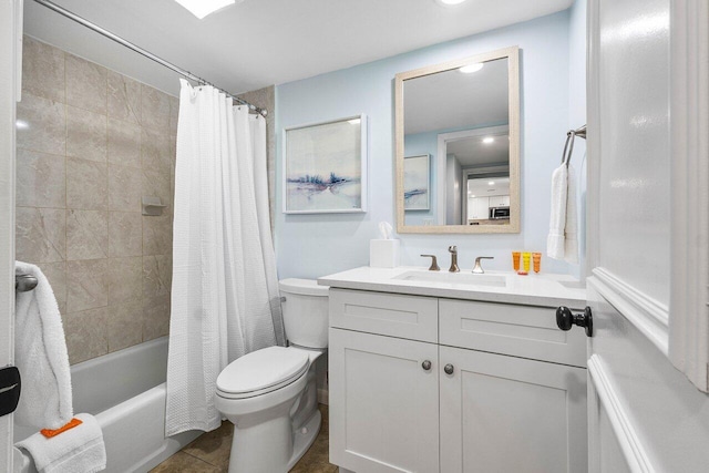 4107 Kittiwake Ct Kittiwake, Unit Kittiwake, Boynton Beach, FL 33436 - full bathroom featuring toilet, vanity, shower / bath combination with curtain, and tile patterned flooring