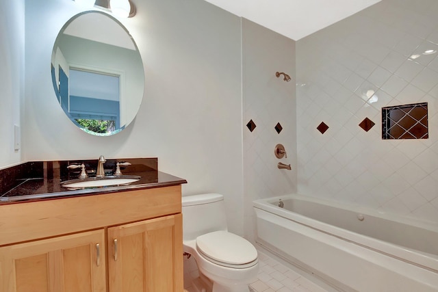 1341 NW 19 Th Ter Unit A, Delray Beach, FL 33445 - bathroom with toilet, vanity, shower / washtub combination, and tile patterned flooring