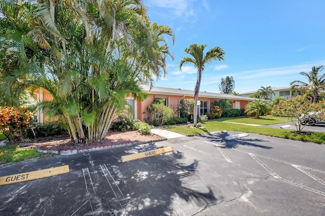 1341 NW 19 Th Ter Unit A, Delray Beach, FL 33445 - view of front of property with uncovered parking, stucco siding, and a front lawn