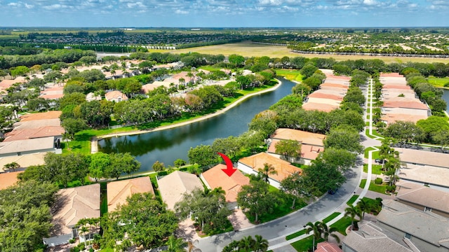 12249 Blair Ave, Boynton Beach, FL 33437 - bird's eye view featuring a water view and a residential view