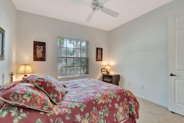 12249 Blair Ave, Boynton Beach, FL 33437 - bedroom featuring baseboards, ceiling fan, and light tile patterned flooring
