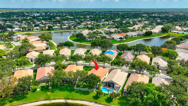 12249 Blair Ave, Boynton Beach, FL 33437 - aerial view featuring a water view and a residential view