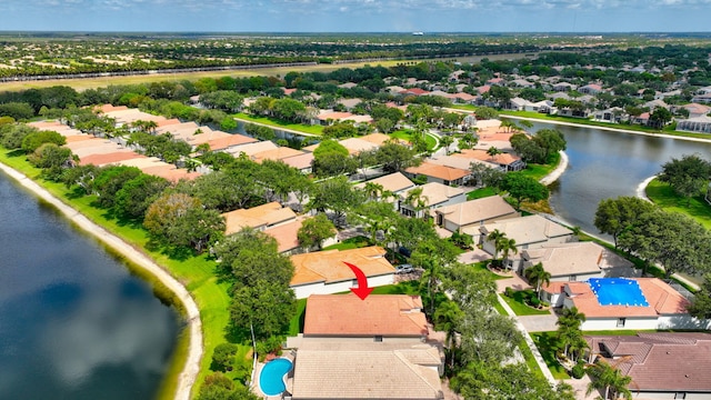 12249 Blair Ave, Boynton Beach, FL 33437 - bird's eye view featuring a water view and a residential view