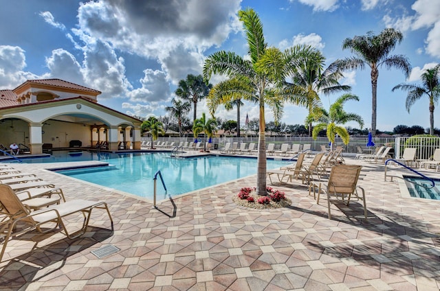 12249 Blair Ave, Boynton Beach, FL 33437 - pool featuring a patio and fence