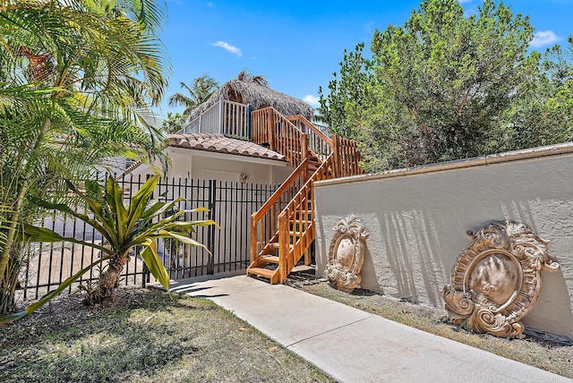 gate with fence and stairway
