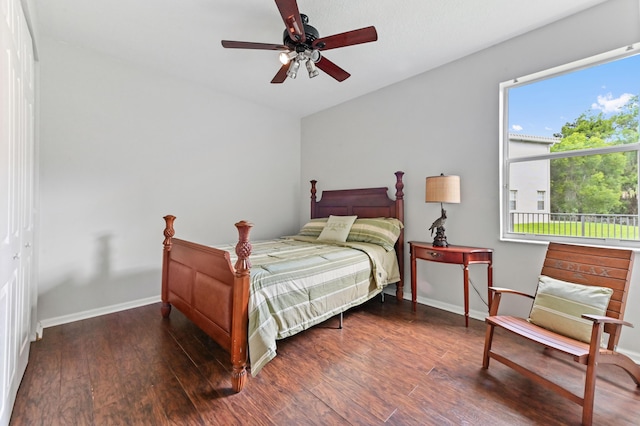 2256 Ridgewood Ct, Royal Palm Beach, FL 33411 - bedroom featuring wood finished floors, multiple windows, and a ceiling fan