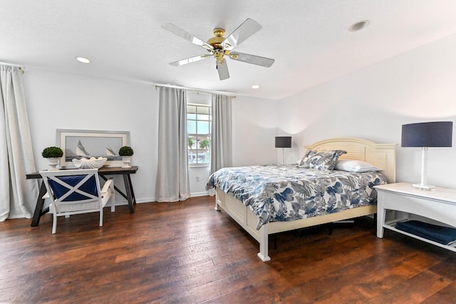 2256 Ridgewood Ct, Royal Palm Beach, FL 33411 - bedroom featuring wood-type flooring, recessed lighting, and ceiling fan