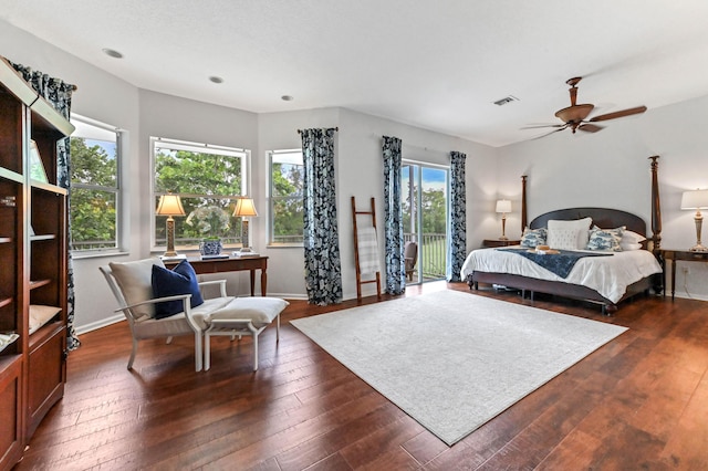 2256 Ridgewood Ct, Royal Palm Beach, FL 33411 - bedroom with dark wood-style flooring, access to outside, and recessed lighting
