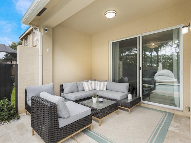 view of patio featuring an outdoor hangout area