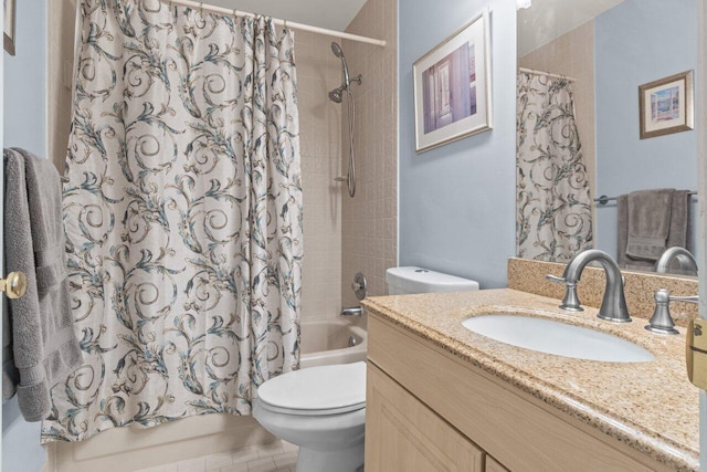 2641 Gately Dr W Unit 103, West Palm Beach, FL 33415 - full bathroom with vanity, toilet, and shower / tub combo with curtain