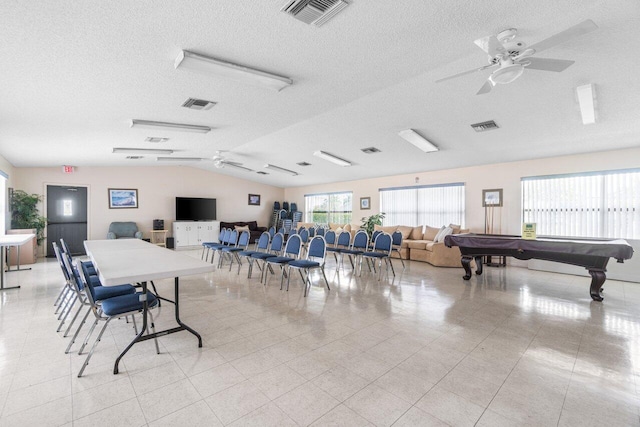 2641 Gately Dr W Unit 103, West Palm Beach, FL 33415 - interior space featuring visible vents, a ceiling fan, and lofted ceiling