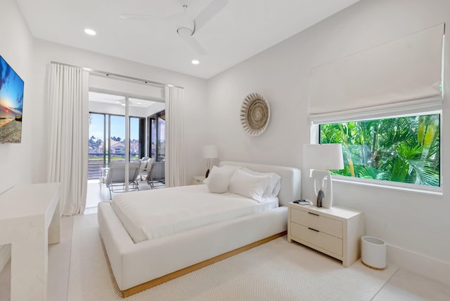 16873 Isle Of Palms Dr Unit C, Delray Beach, FL 33484 - bedroom with access to outside, a ceiling fan, and recessed lighting