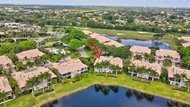 16873 Isle Of Palms Dr Unit C, Delray Beach, FL 33484 - aerial view featuring a water view, view of golf course, and a residential view