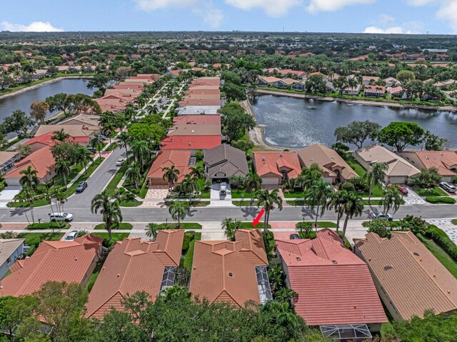 9870 Harbour Lake Cir, Boynton Beach, FL 33437 - birds eye view of property with a water view and a residential view