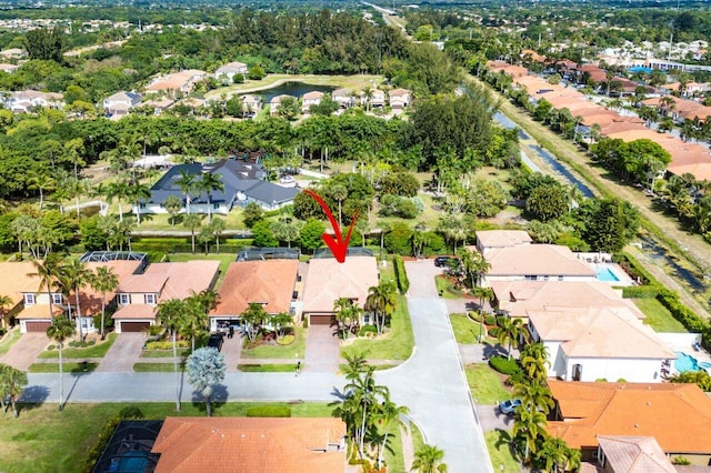 aerial view with a residential view
