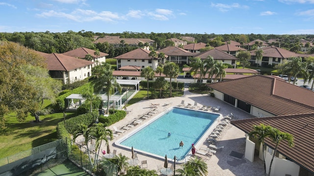 671 SW S River Dr Unit 207, Stuart, FL 34997 - aerial view of residential area featuring a pool