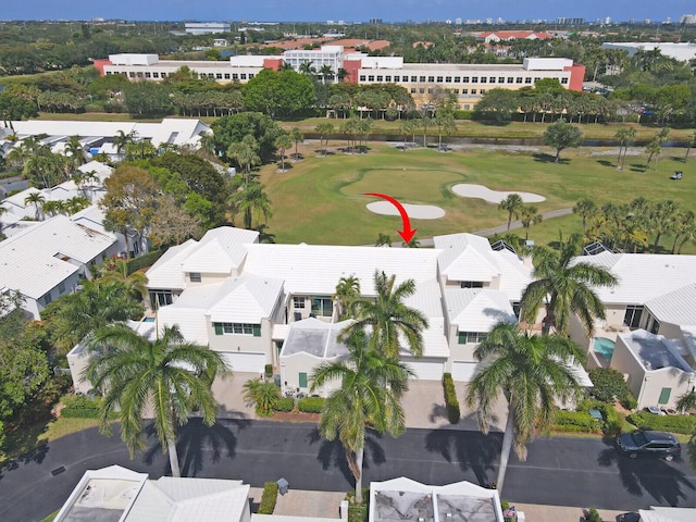 drone / aerial view with golf course view