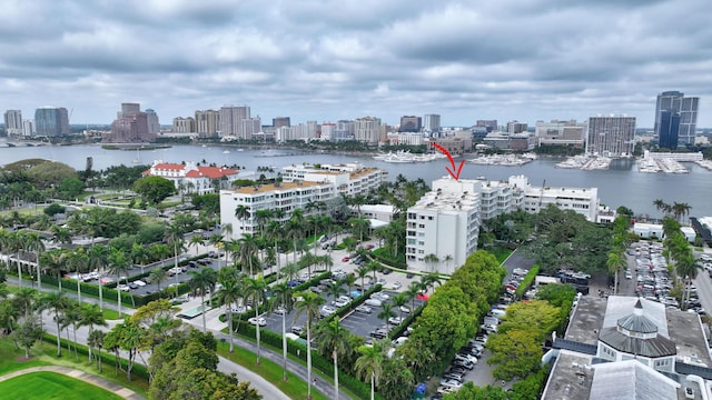 44 Cocoanut Row Unit 507A, Palm Beach, FL 33480 - aerial view of a view of skyline and a large body of water