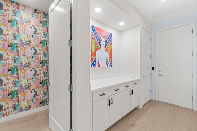 9610 Sterling Shores St, Delray Beach, FL 33446 - mudroom featuring light wood-style floors, baseboards, and recessed lighting