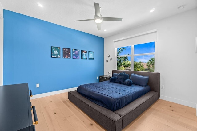 9610 Sterling Shores St, Delray Beach, FL 33446 - bedroom featuring light wood-style flooring, a ceiling fan, recessed lighting, and baseboards