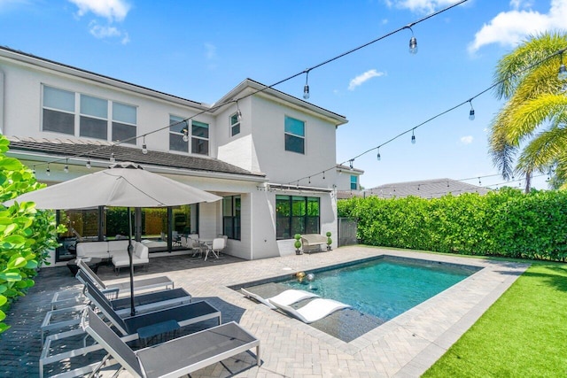 9610 Sterling Shores St, Delray Beach, FL 33446 - view of swimming pool with outdoor lounge area and a patio area