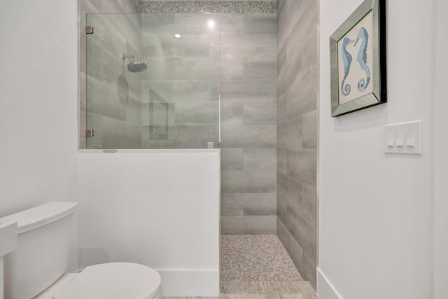 full bathroom with a walk in shower and toilet