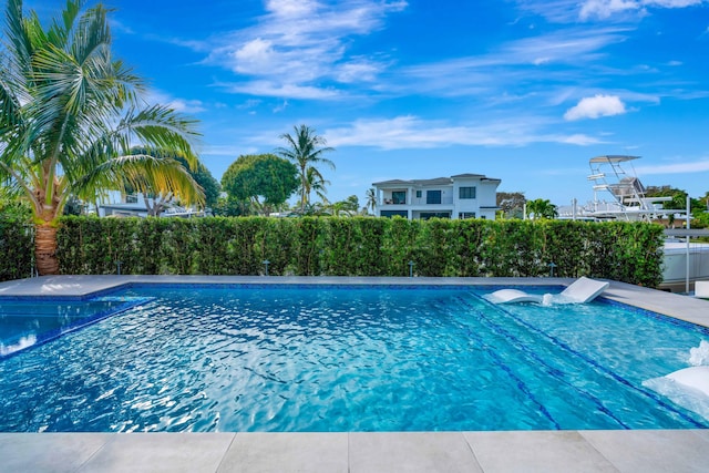 view of pool featuring a fenced in pool