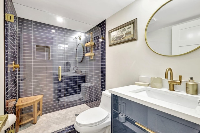 4600 S Ocean Blvd Unit 1003, Highland Beach, FL 33487 - bathroom with a shower stall, vanity, and toilet