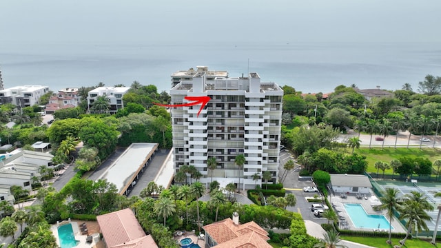 4600 S Ocean Blvd Unit 1003, Highland Beach, FL 33487 - drone / aerial view of a pool area and a nearby body of water