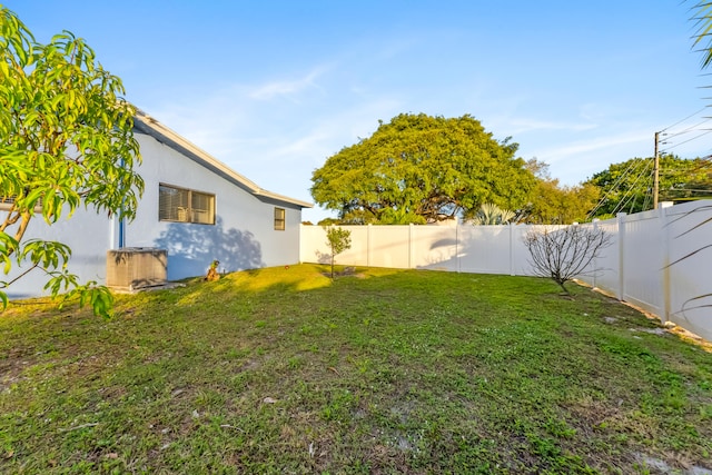 view of yard featuring a fenced backyard