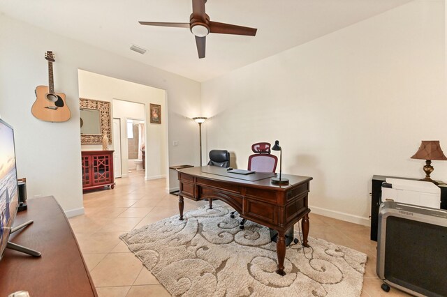 7384 NW Greenspring St, Port Saint Lucie, FL 34987 - home office featuring light tile patterned flooring, a ceiling fan, and baseboards