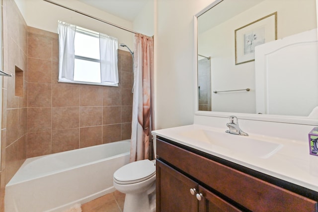 7384 NW Greenspring St, Port Saint Lucie, FL 34987 - full bathroom with toilet, shower / bath combo, tile patterned flooring, and vanity