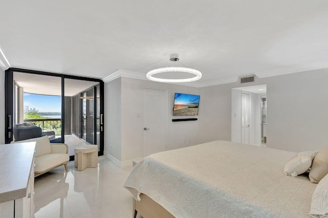 5380 N Ocean Dr Unit 5A, Riviera Beach, FL 33404 - tiled bedroom featuring crown molding and baseboards
