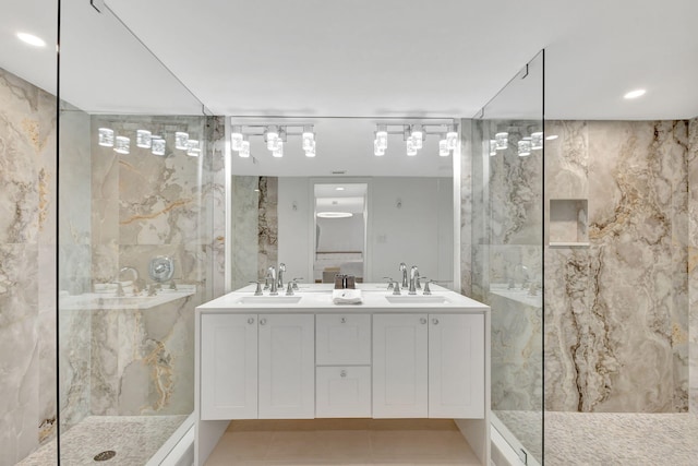 5380 N Ocean Dr Unit 5A, Riviera Beach, FL 33404 - bathroom featuring toilet, a shower stall, a sink, and tile patterned flooring