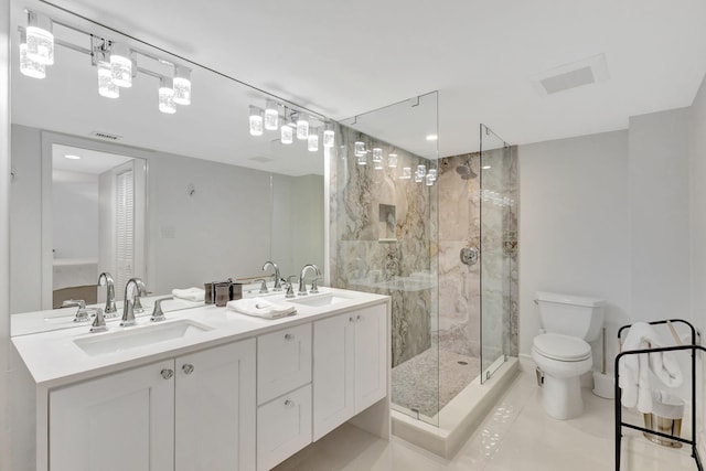 5380 N Ocean Dr Unit 5A, Riviera Beach, FL 33404 - full bathroom with double vanity, a sink, a marble finish shower, and visible vents