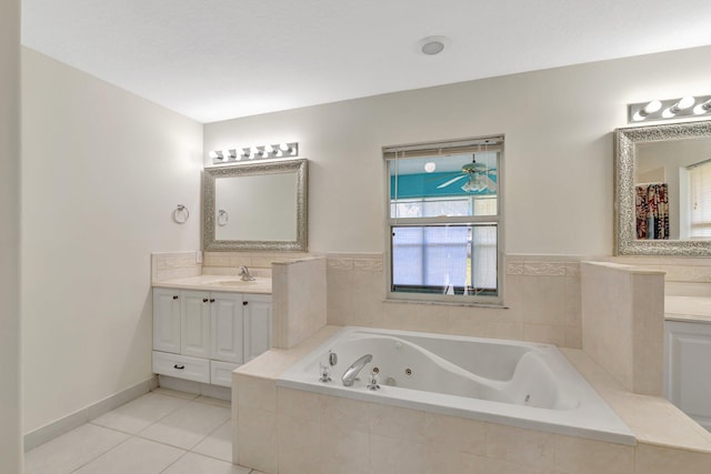 189 SE Floresta Dr, Port Saint Lucie, FL 34983 - full bath with tile patterned flooring, a jetted tub, and vanity