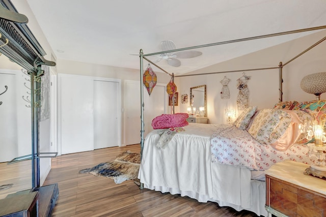 2971 SE Morningside Blvd, Port Saint Lucie, FL 34952 - bedroom with a ceiling fan and wood finished floors