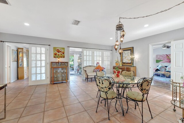 2971 SE Morningside Blvd, Port Saint Lucie, FL 34952 - dining space with light tile patterned floors, a ceiling fan, recessed lighting, and visible vents