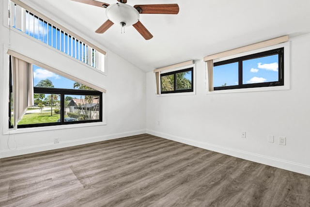 9676 Boca Gardens Pkwy Unit C, Boca Raton, FL 33496 - spare room with lofted ceiling, ceiling fan, and wood finished floors