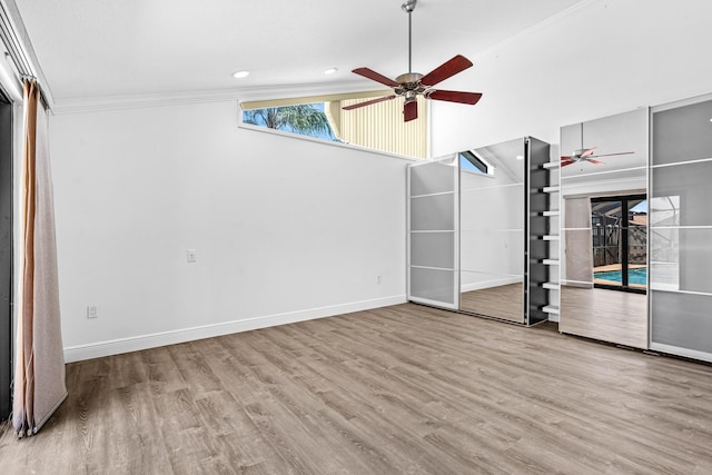 9676 Boca Gardens Pkwy Unit C, Boca Raton, FL 33496 - spare room with a ceiling fan, wood finished floors, and crown molding