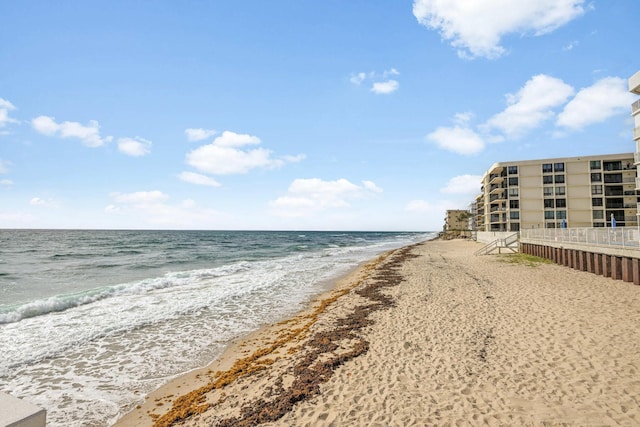 property view of water featuring a view of the beach