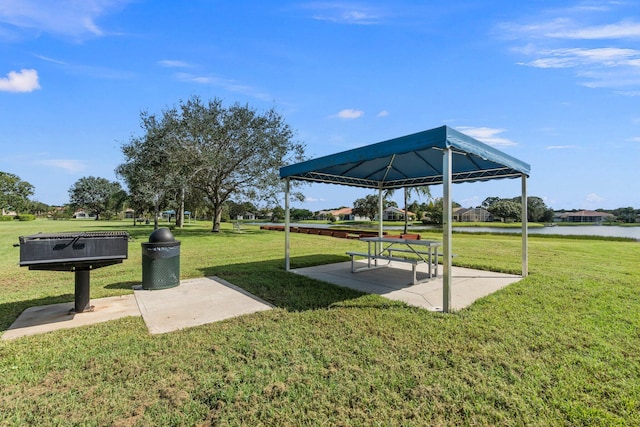 view of home's community featuring a lawn and a gazebo