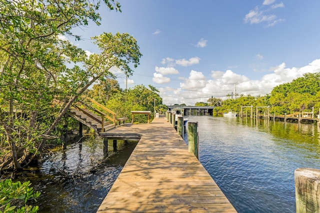 dock area featuring a water view