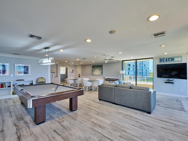 playroom with a healthy amount of sunlight, baseboards, pool table, and visible vents