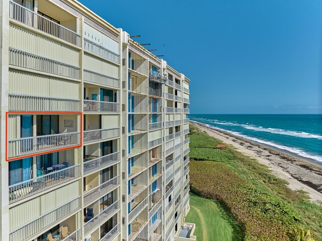 exterior space with a view of the beach and a water view