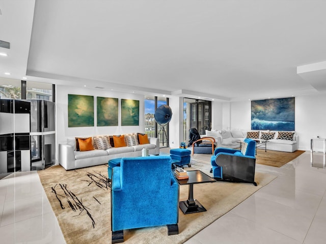 3300 S Ocean Blvd Unit 108S, Palm Beach, FL 33480 - tiled living room with recessed lighting
