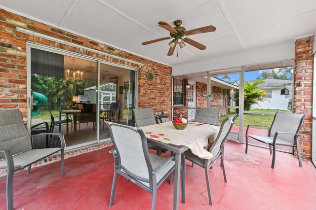 2104 S 26th St, Fort Pierce, FL 34947 - view of patio featuring a ceiling fan and outdoor dining space