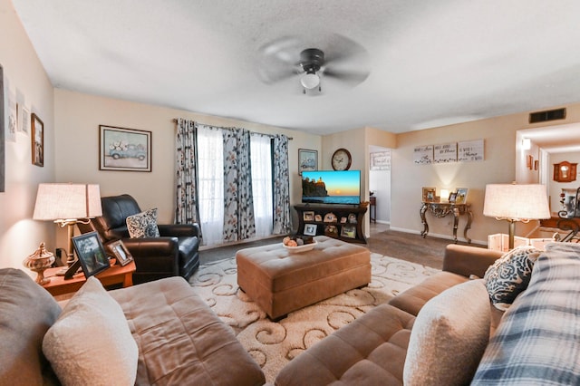 2104 S 26th St, Fort Pierce, FL 34947 - living area with ceiling fan and baseboards