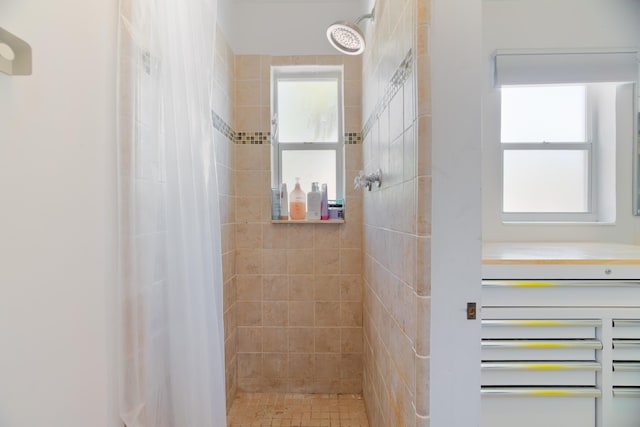 full bathroom with a healthy amount of sunlight and a stall shower