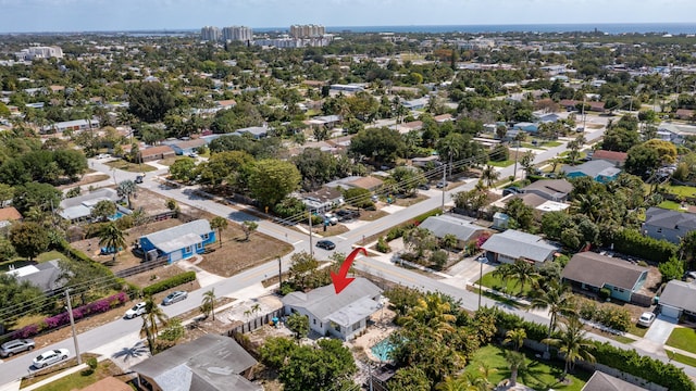 drone / aerial view with a residential view
